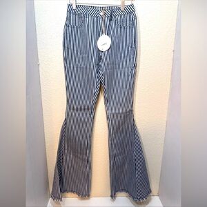Saints and Hearts stripped bell bottom jeans womens size medium